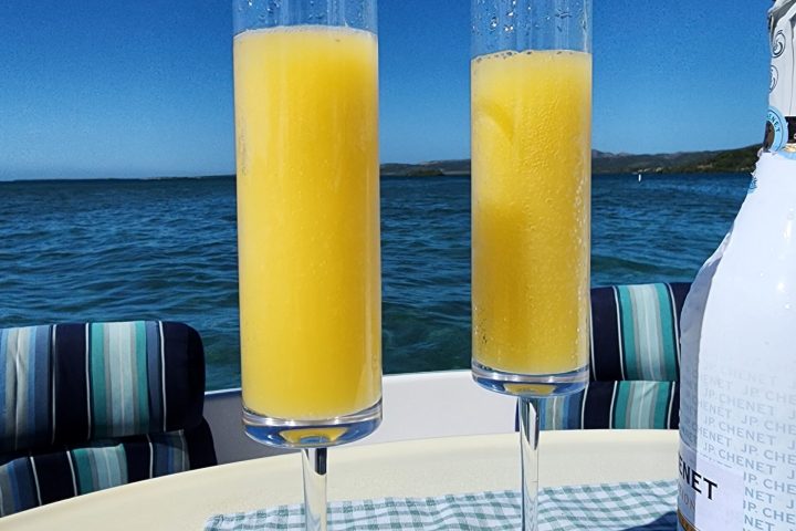 Mimosas on a boat