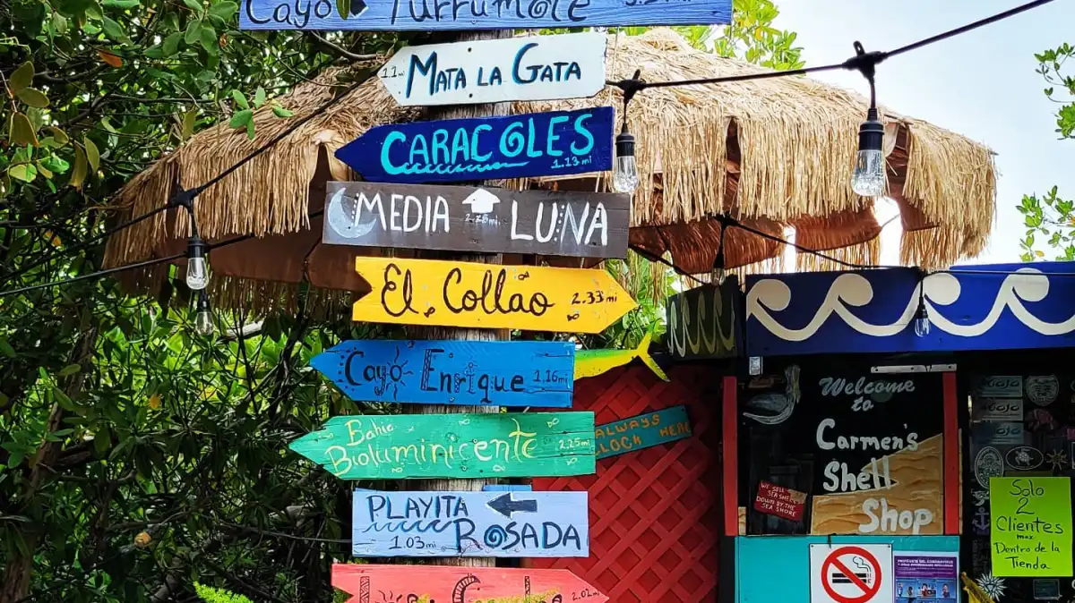 CarmensShellShop_o a sign on the side of a building